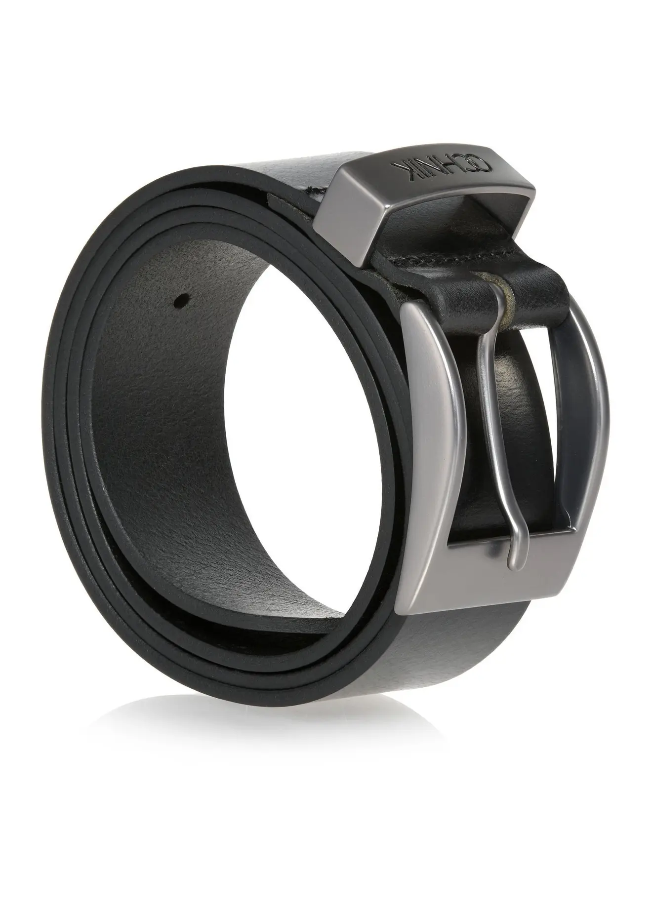 Skórzany czarny pasek męski - obrazek 2