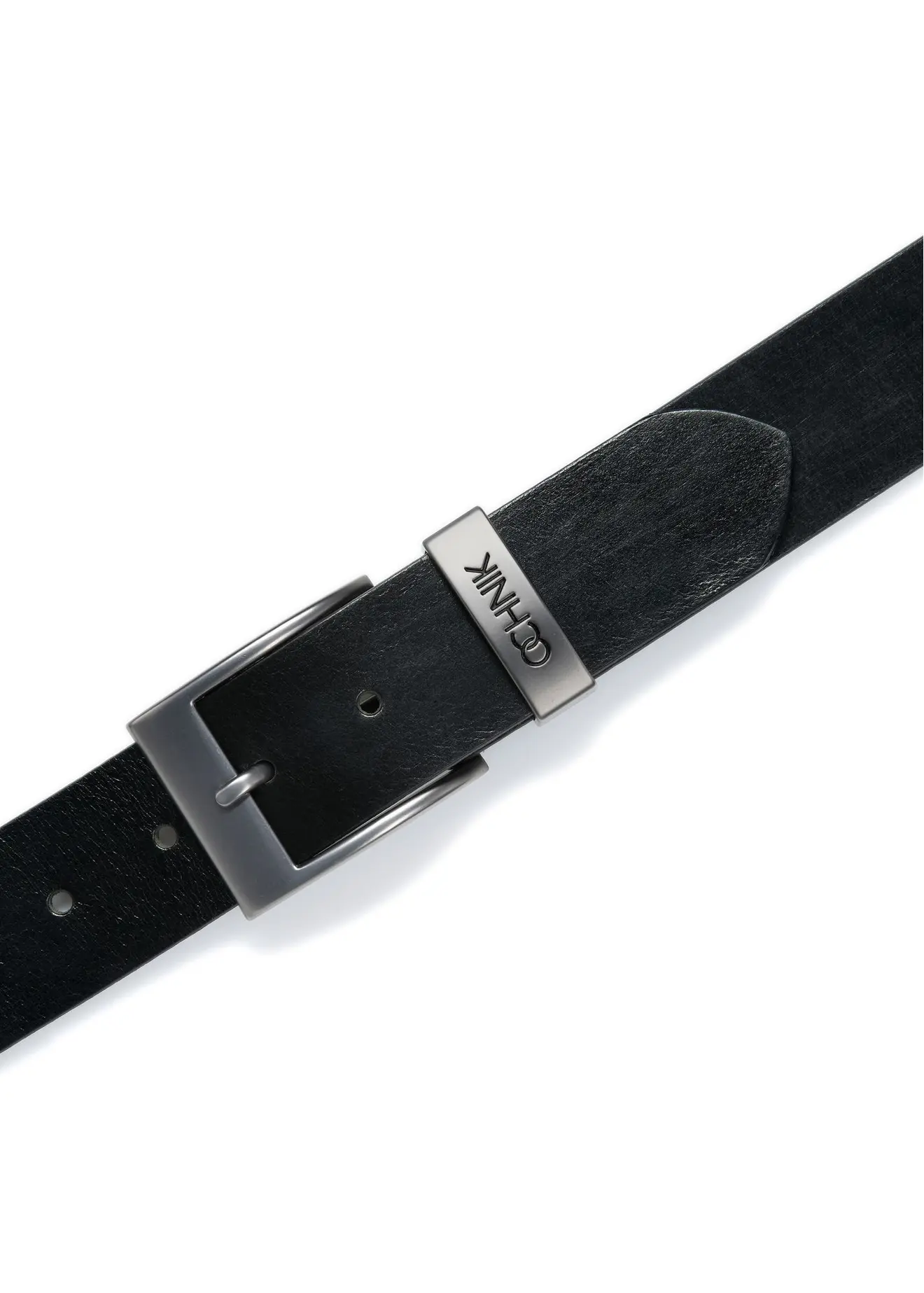 Skórzany czarny pasek męski - obrazek 3
